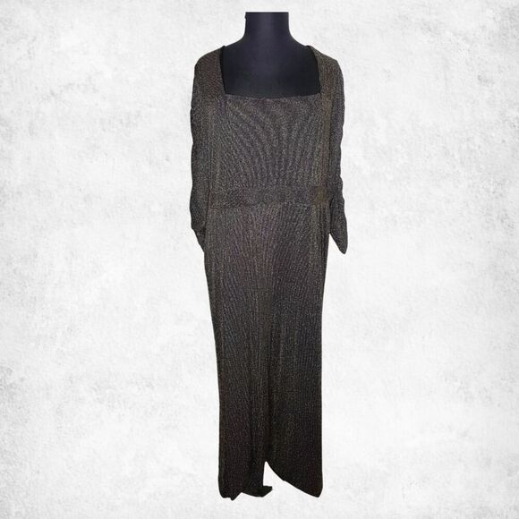 Torrid Glitter Knit Sweetheart Jumpsuit 24W – Black Gold Glam Evening - Picture 6 of 7